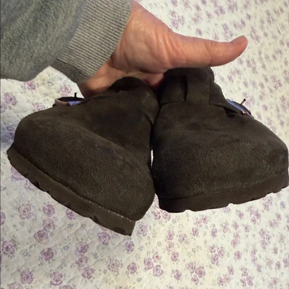 Birkenstock Dark Brown Suede Boston Clogs with Copper Buckles - Picture 6 of 6